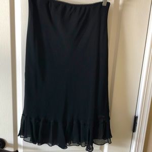 Paradise NY Black rayon skirt with bottom ruffle